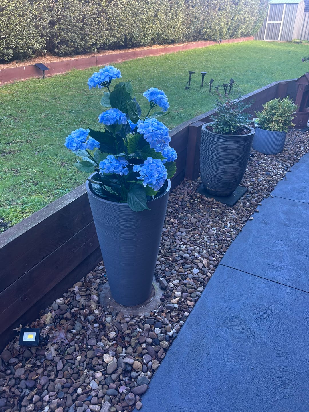 Customer photo review of Artificial Blue Hydrangea Tree 90cm - UV Resistant Premium Flowering Plant