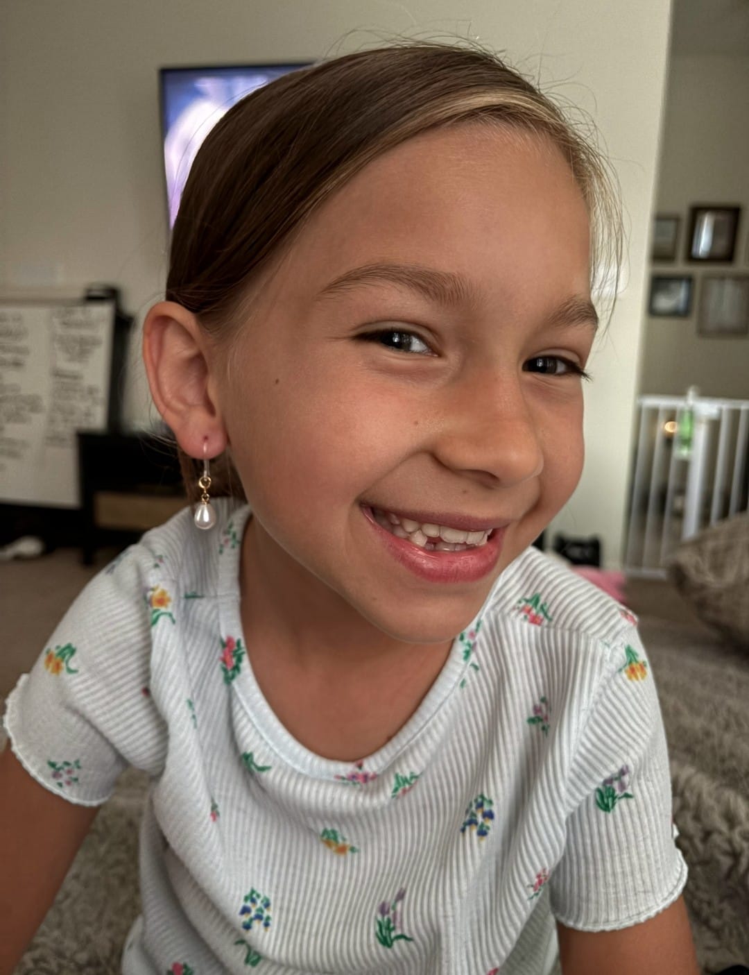 Customer photo review of Faux Pearl Drop Dangles Hypoallergenic Earrings for Sensitive Ears with Plastic Posts