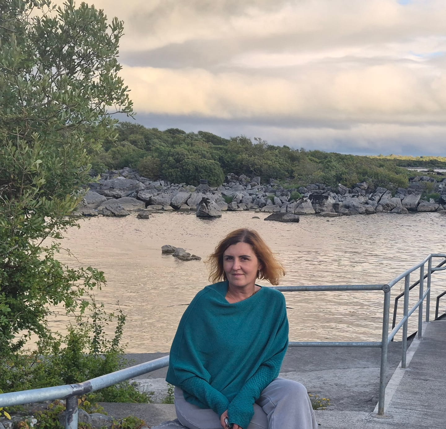 Customer photo review of Soft Knit Asymmetric Jumper - Teal Green