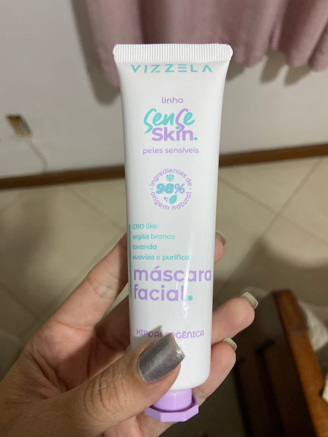 Customer photo review of Máscara Facial Sense Skin - Peles Sensíveis