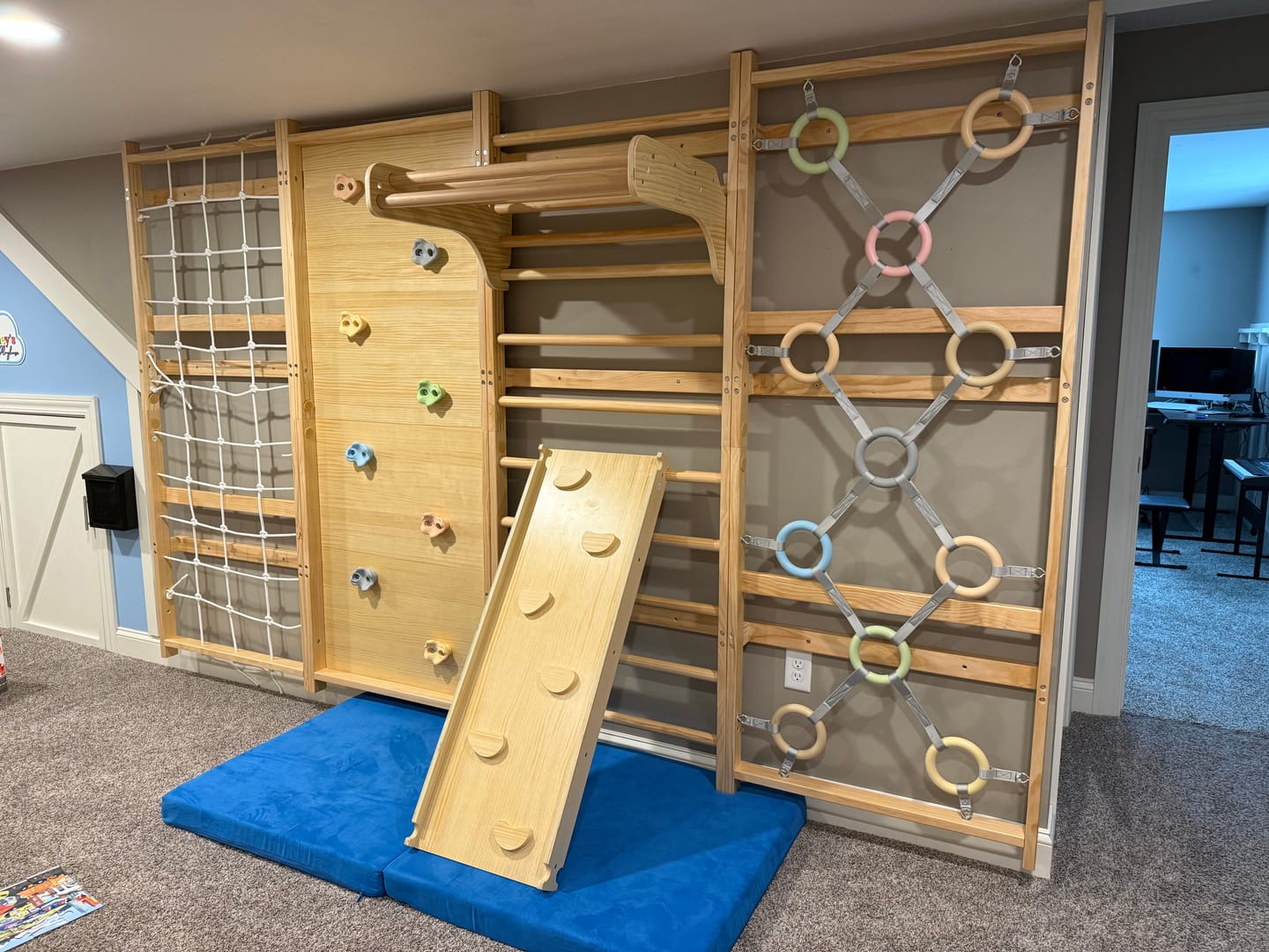 Customer photo review of Walnut Modular | Swedish Ladder Jungle Gym - Wall Mounted