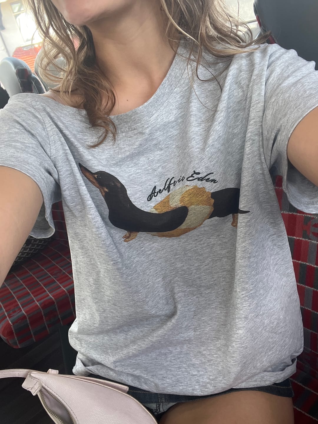 Customer photo review of Aelfric Eden Dachshund Off-The-Shoulder Tee