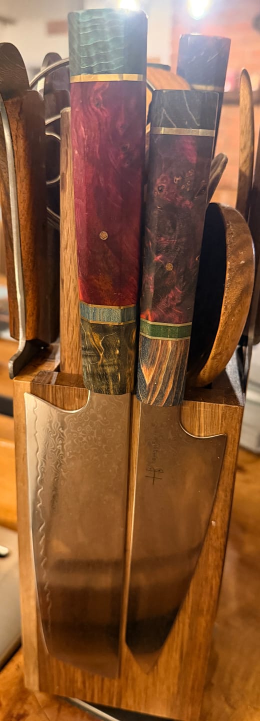 Customer photo review of Unique Damascus 7 inch Japanese Santoku Chefs Knife