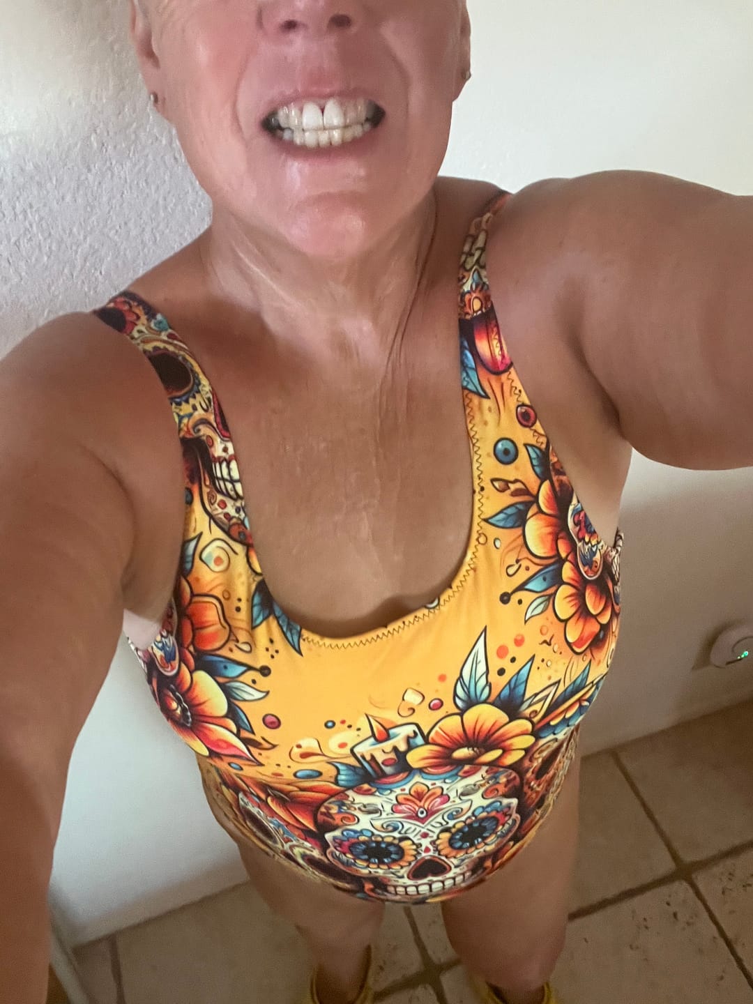 Customer photo review of Del Sol Sugar Skulls - One-Piece Swimsuit