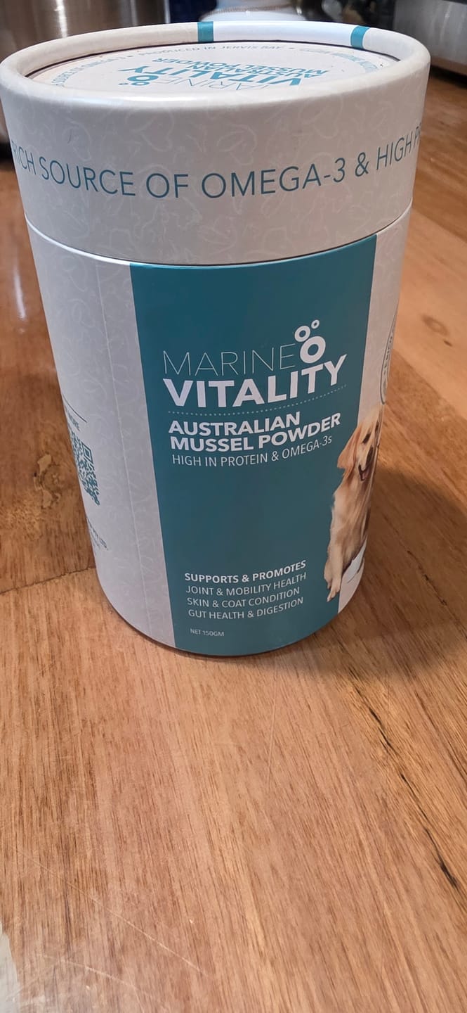 Customer photo review of Marine Vitality Mussel Powder For Dogs - 150g