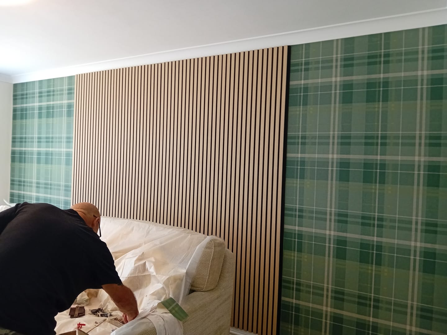 Customer photo review of Acoustic Slat Wall Panels Wooden Decorative Wall Panels Natural Oak Premium 2.4m x 0.6m
