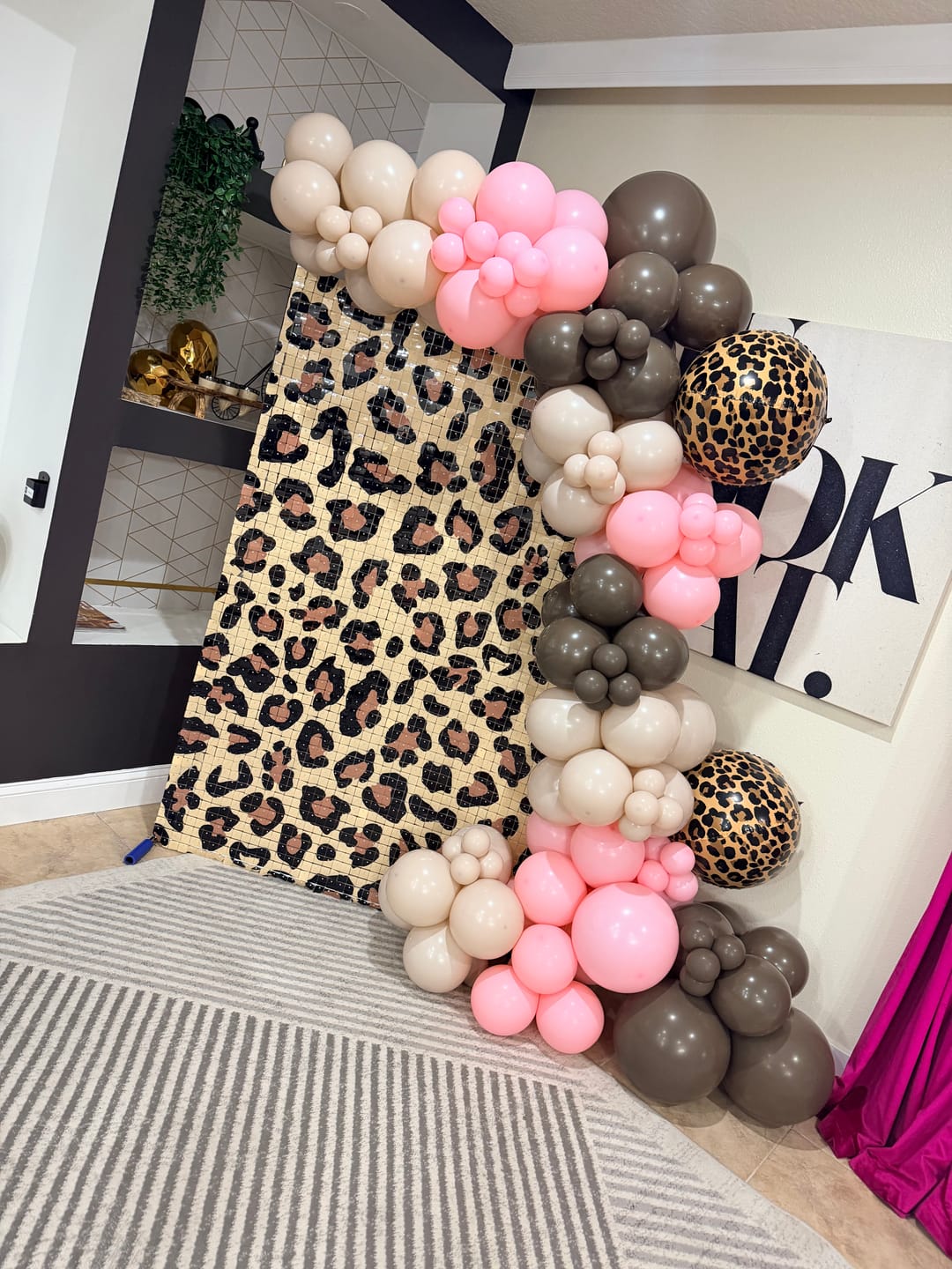 Customer photo review of Khaki Leopard Shimmer Wall Panels – Easy Setup Wedding/Event/Theme Party Decorations