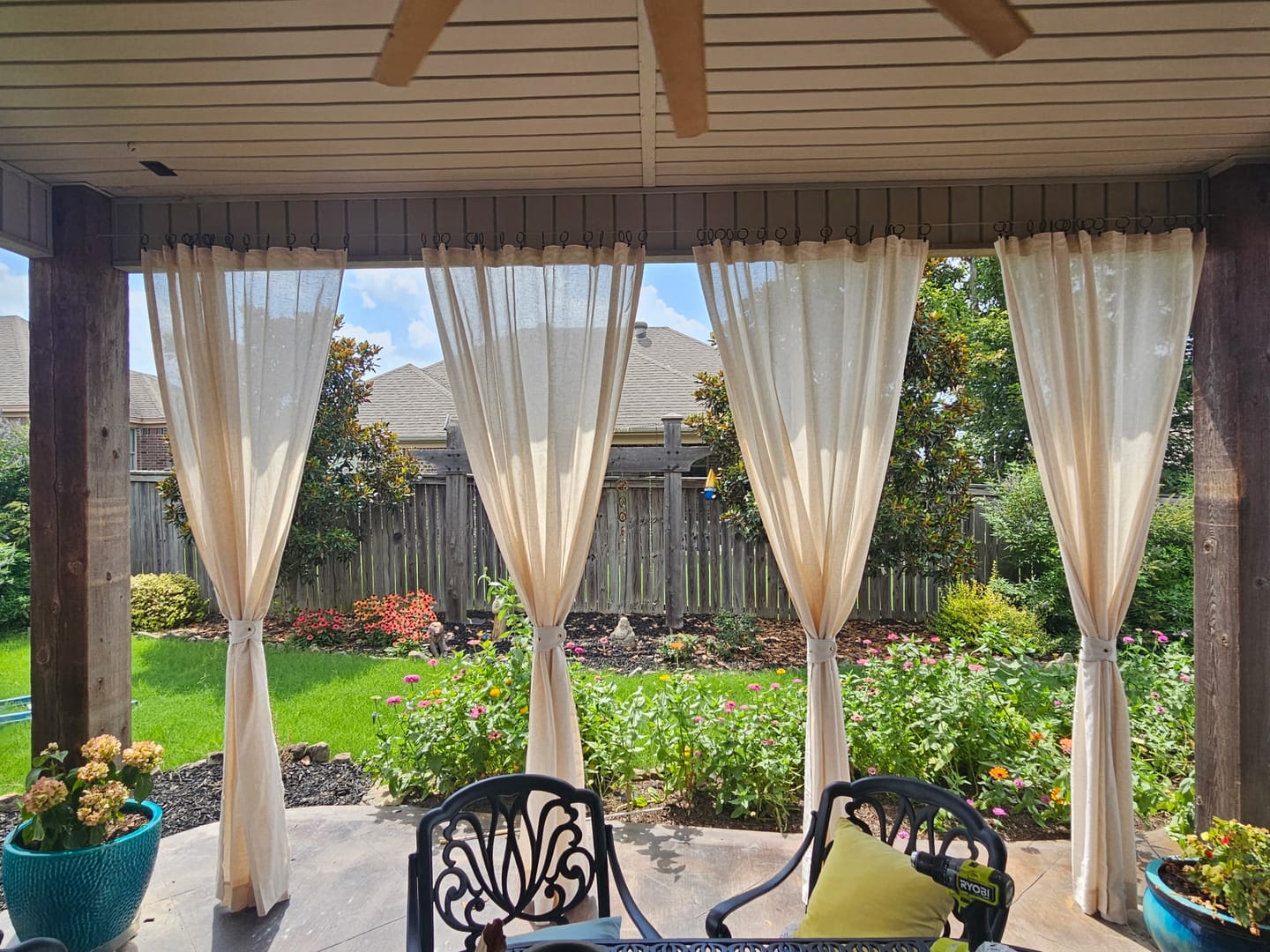 Customer photo review of Noah Linen Look Lightweight Waterproof Custom Outdoor Curtain