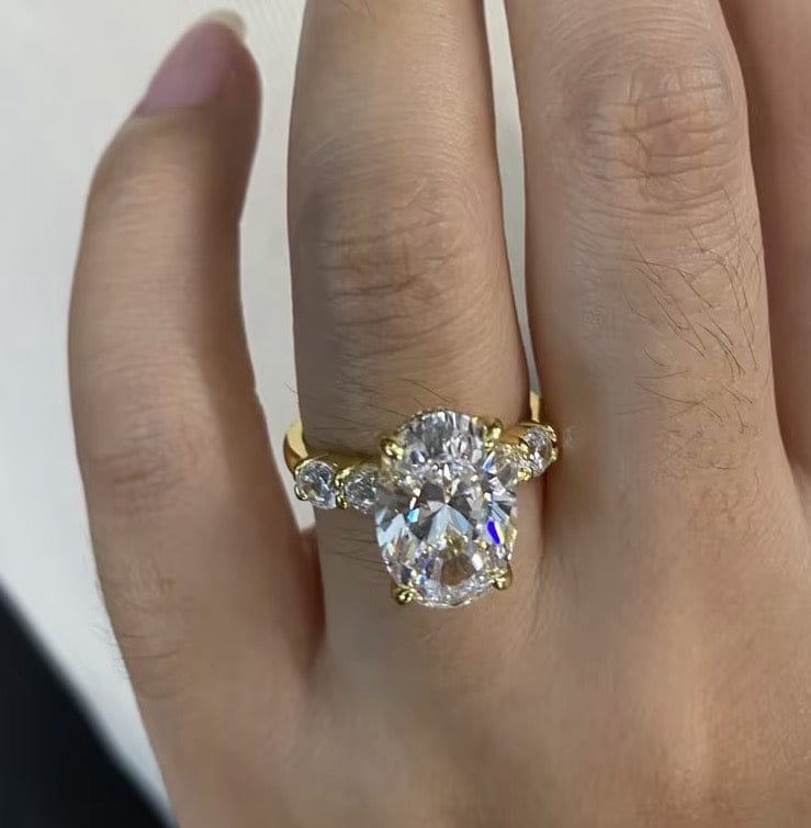Customer photo review of S925 Hidden Halo 5.5Ct Oval Cut Side Stone Engagement Ring Anniversary Ring Gift