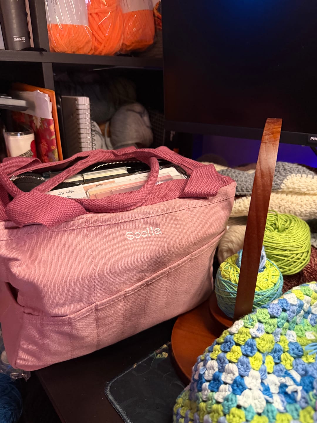 Customer photo review of Soolla Studio Bag + Pouch Bundle, Desert Rose