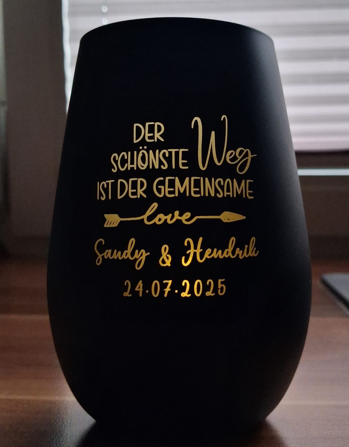 Customer photo review of Gemeinsamer Weg - Personalisiertes Windlicht für Paare