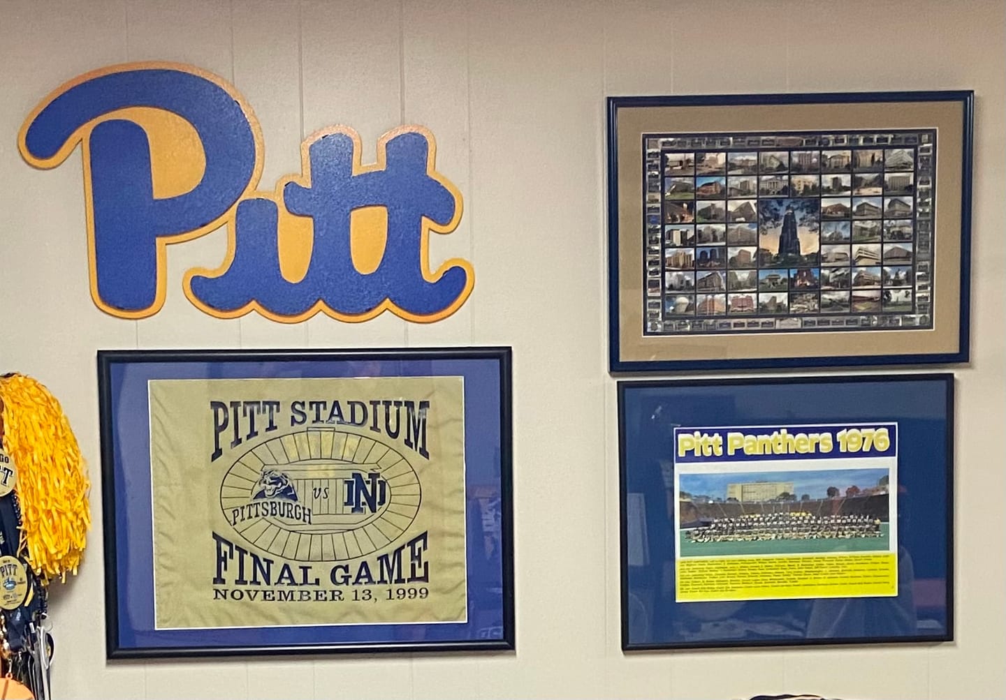 Customer photo review of Pittsburgh "Pitt" Script 3D Metal Wall Art