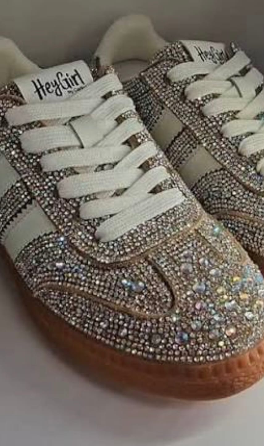Customer photo review of Corky's Rhinestone Heads Up Sneakers