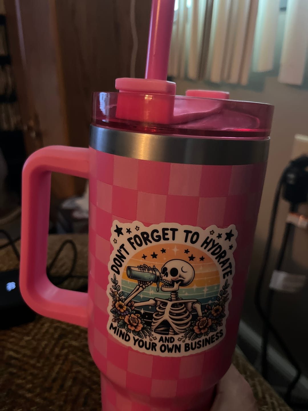 Customer photo review of Hydrate Mind Your Business Sticker