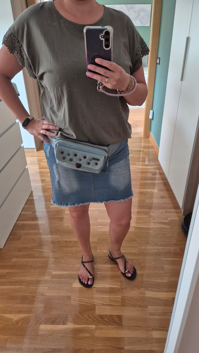Customer photo review of Riñonera Urban Premium · AZUL VAQUERO CLARO · Pieza Exclusiva Núm. 18059