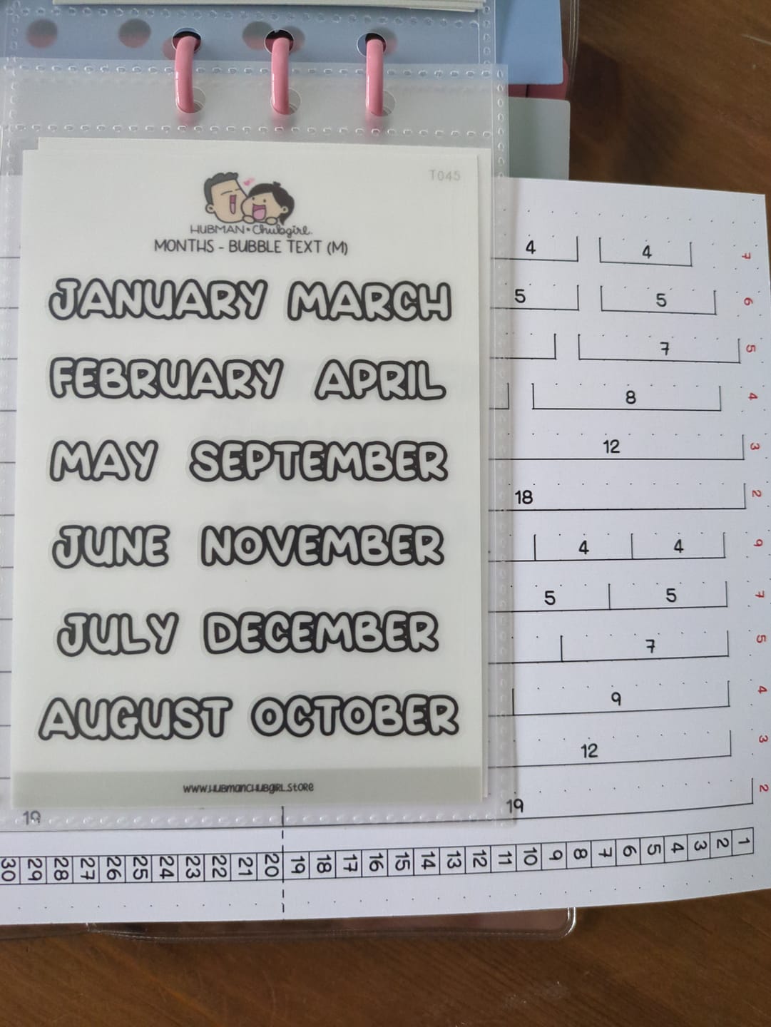 Customer photo review of Months (M) - Text Planner Stickers (Bubble Font)