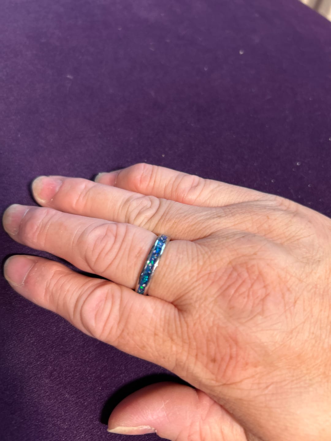 Customer photo review of Ladies Quiet Memory Channel Ring (SS)