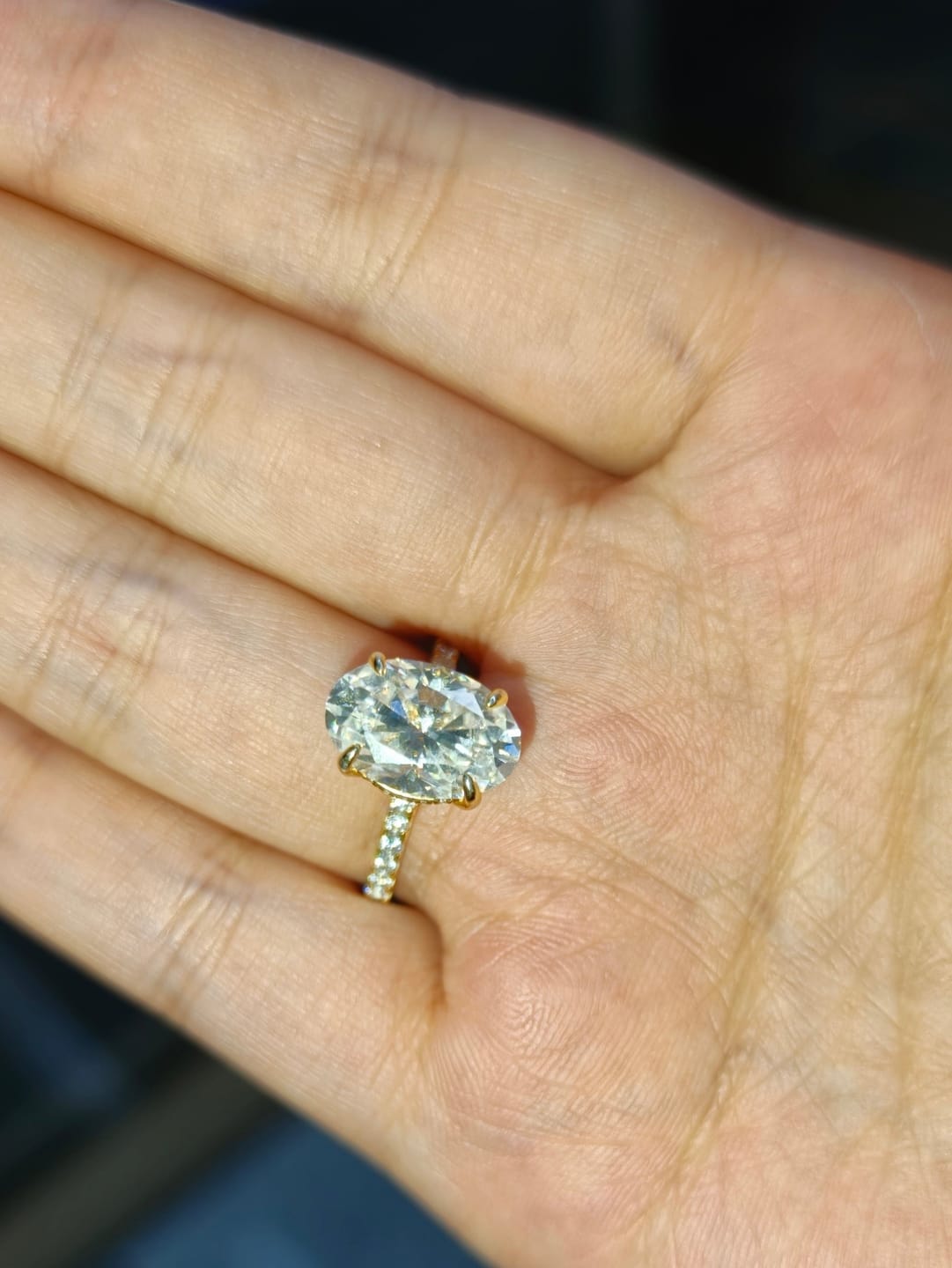 Customer photo review of S925 4.0Ct Oval Cut Classic Hidden Halo Pavé Engagement Ring Promise Ring