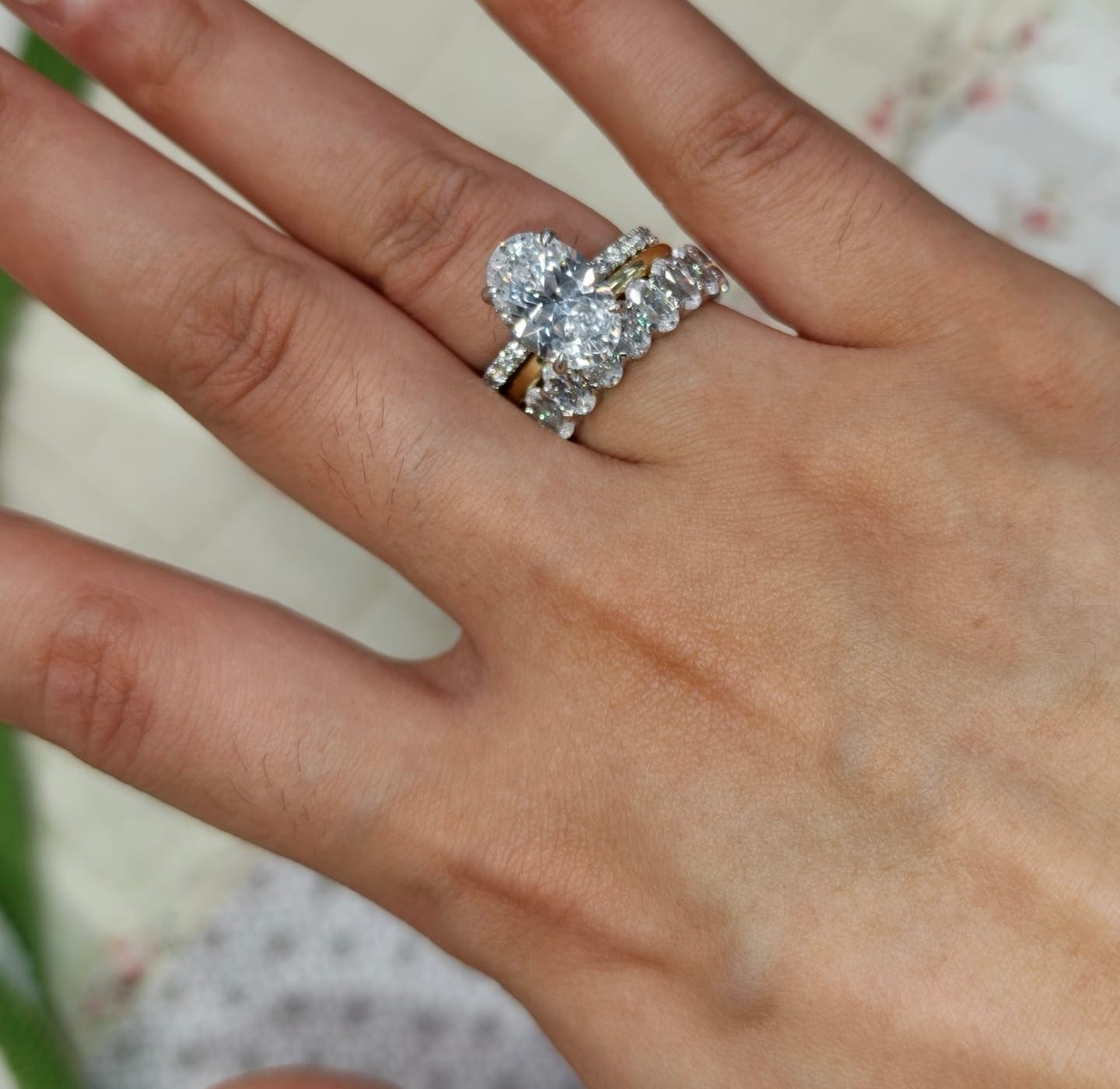 Customer photo review of S925 3PC 4.0Ct Oval Cut Wedding Ring Set Travel Ring For Her With Two Classic Wedding Bands