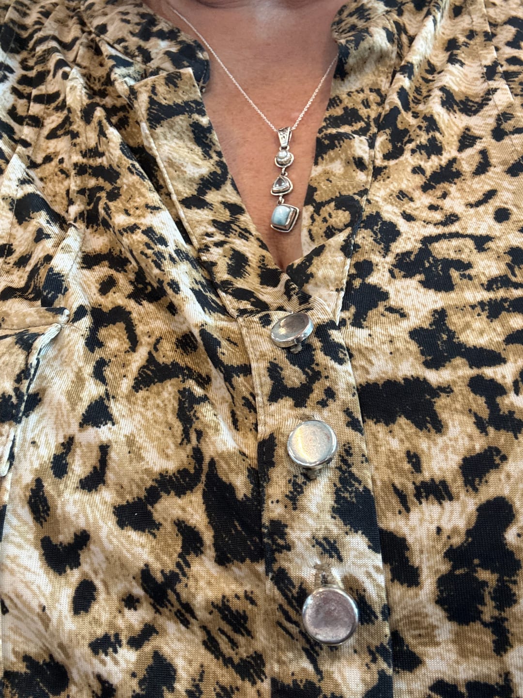 Customer photo review of Silver Larimar Necklace