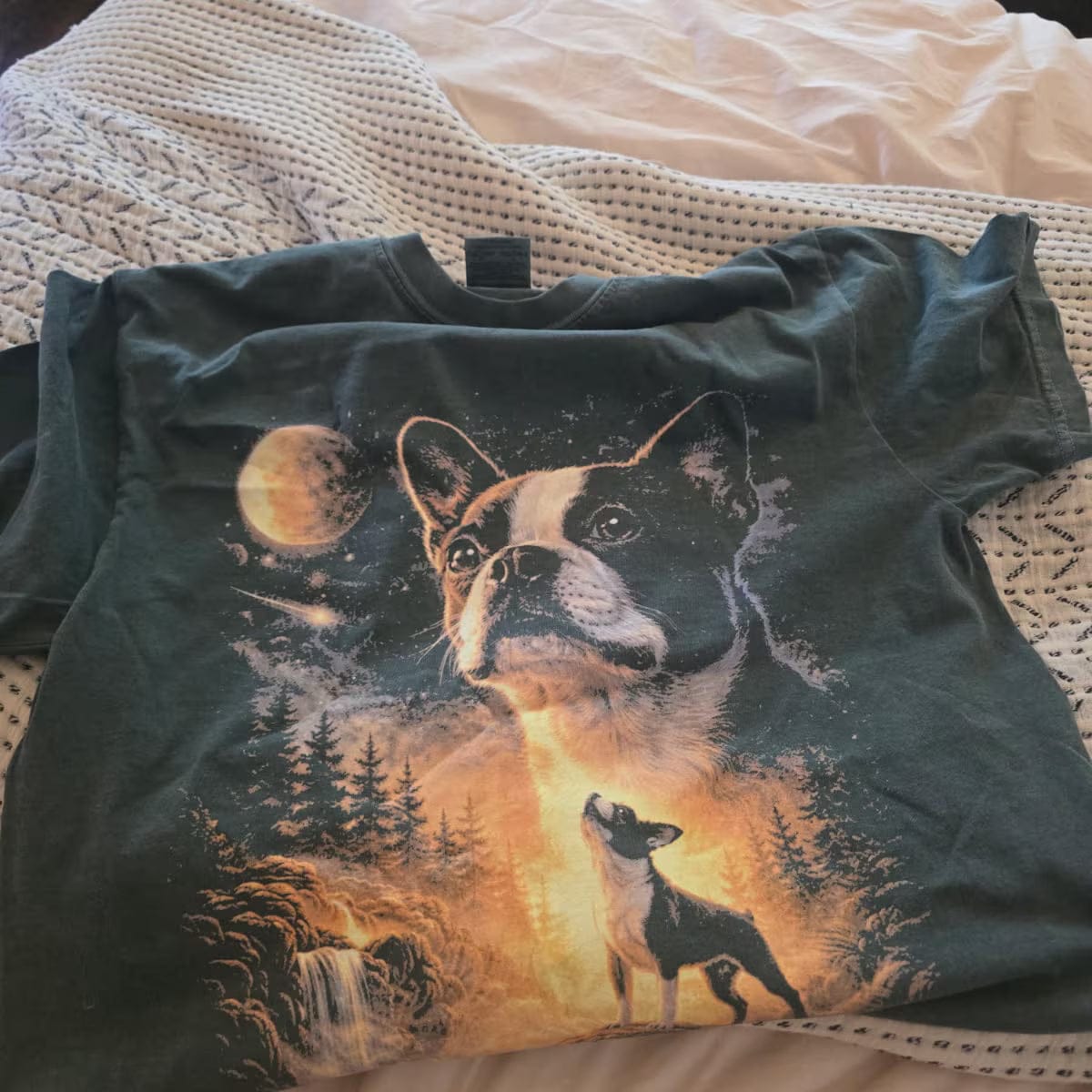Customer photo review of Boston Terrier Howling to the Moon