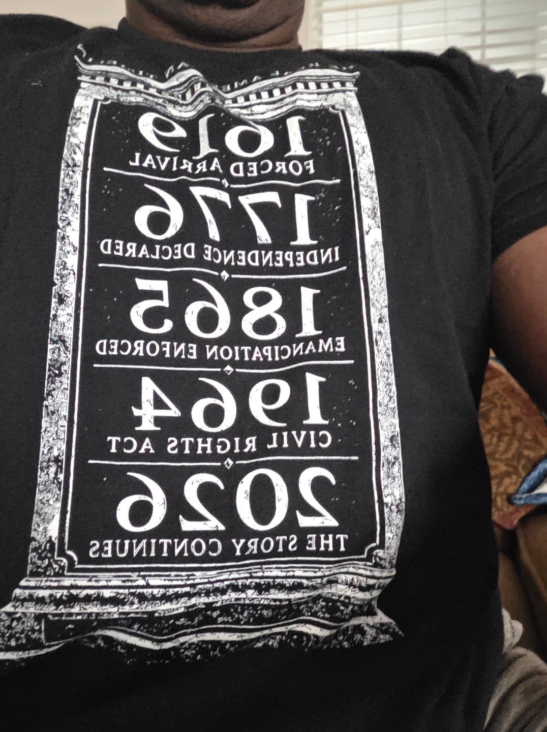 Customer photo review of The Real American Timeline BW Tee