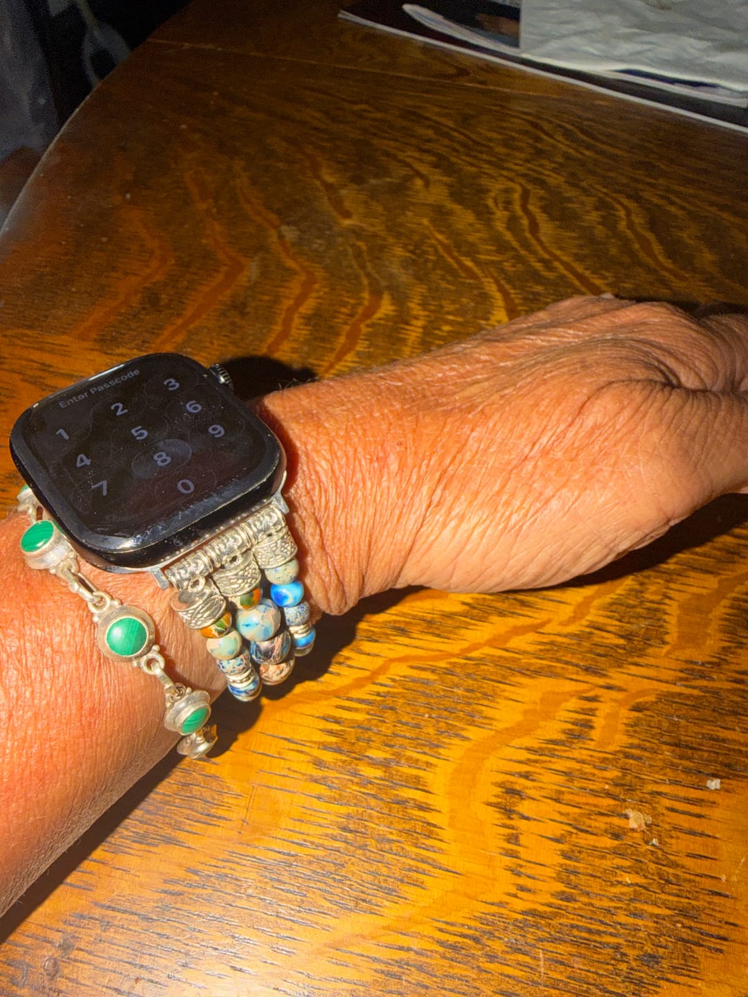 Customer photo review of Imperial Jasper Stretch Apple Watch Strap