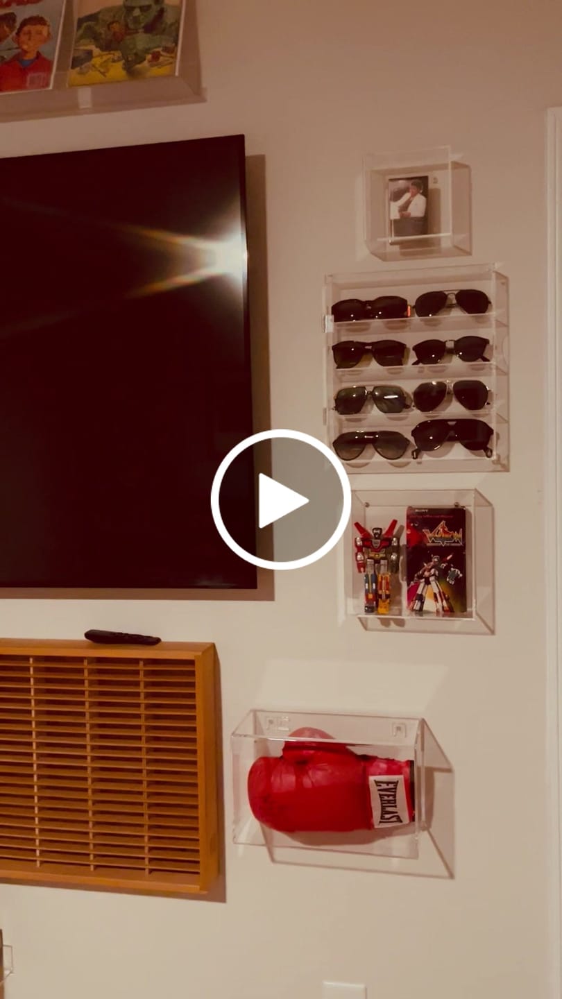 Customer video review of Acrylic Boxing Glove Vertical Display Case with Sliding Back (A044/V17)
