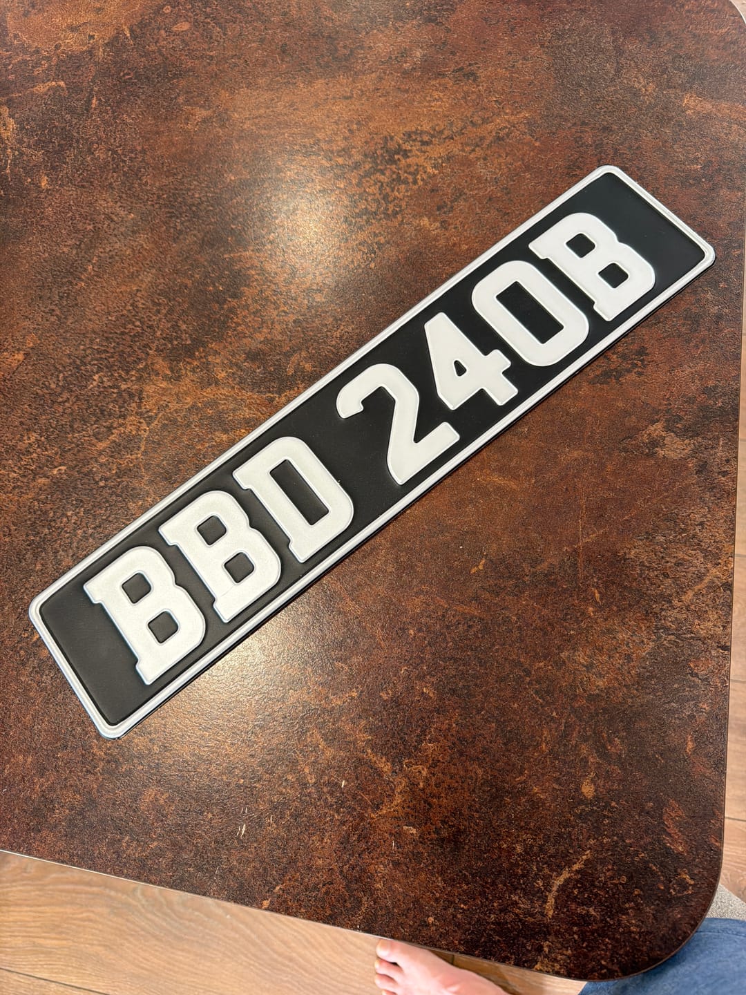 Customer photo review of Classic Oblong Metal Pressed Number Plate - 520mm x 111mm