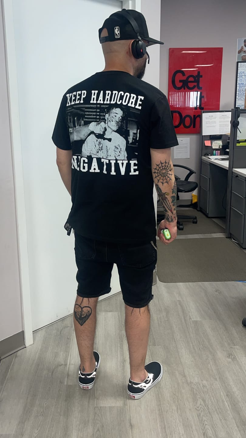 Customer photo review of KEEP HARDCORE NEGATIVE T-SHIRT