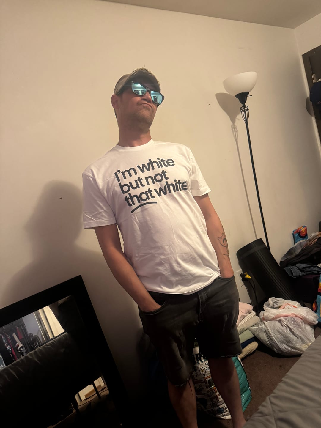 Customer photo review of I’m white but not that white Unisex Tee