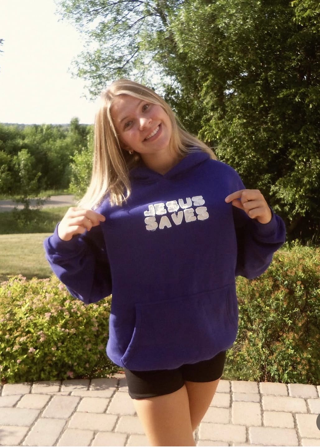 Customer photo review of Jesus Saves Patchwork Hoodie