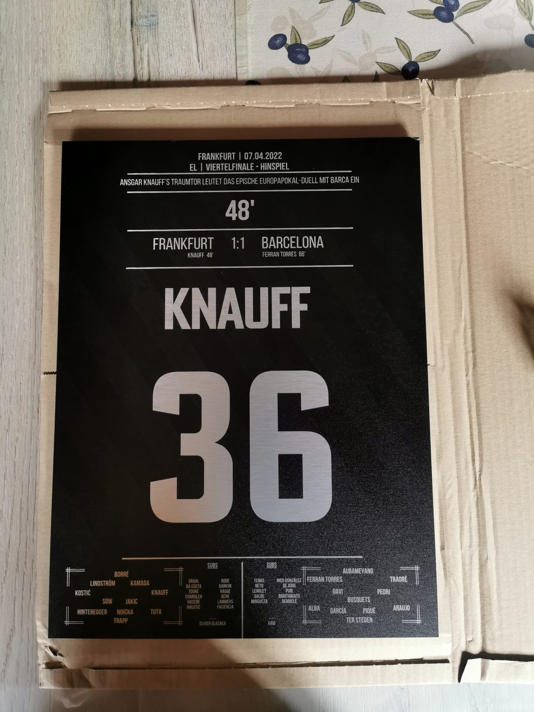 Customer photo review of (Metal Print) Knauff's Traumtor gegen Barcelona