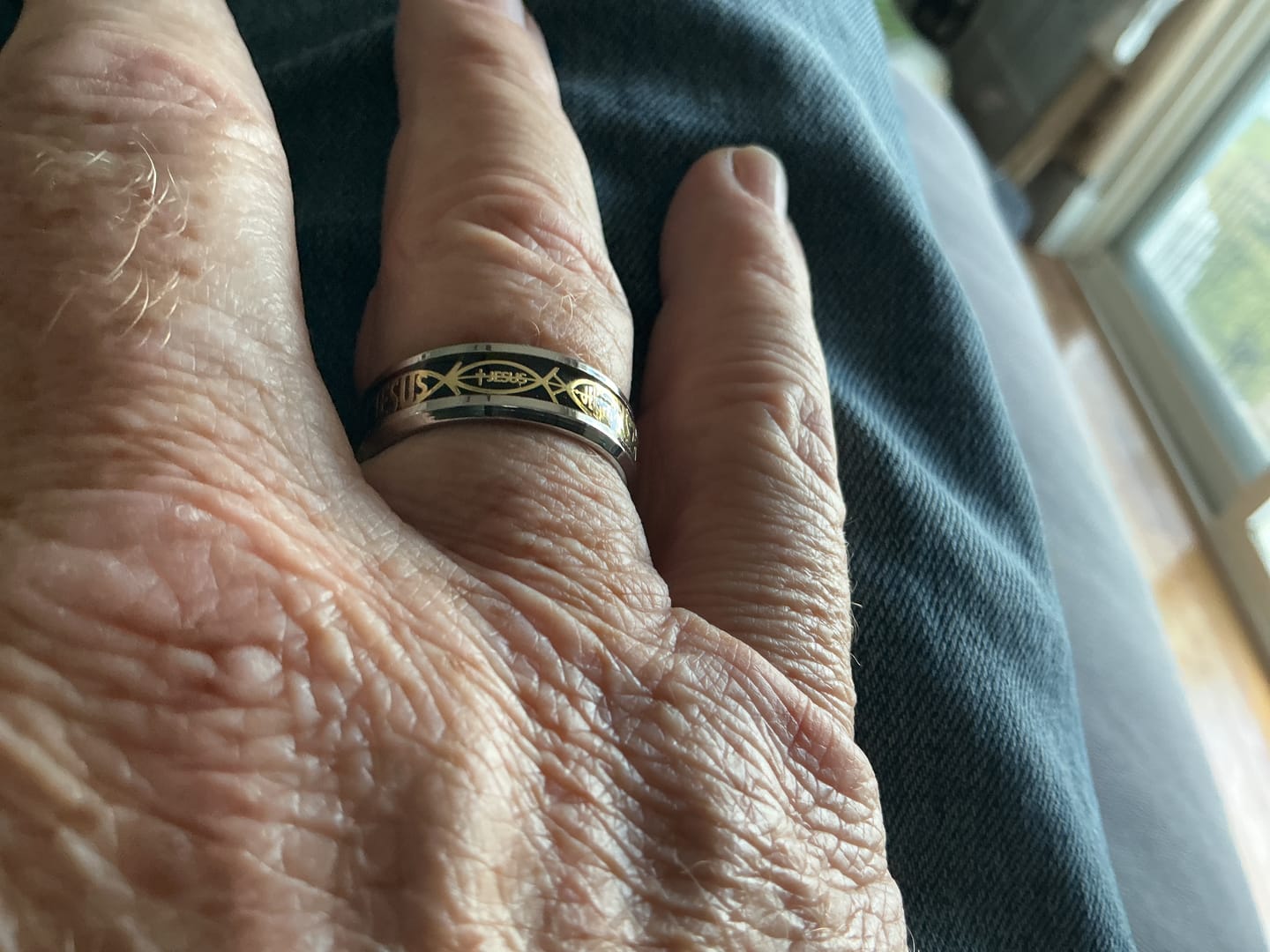 Customer photo review of FREE Today: Rustic Ichthys Jesus Fish Sparkle Ring - Faith and Devotion