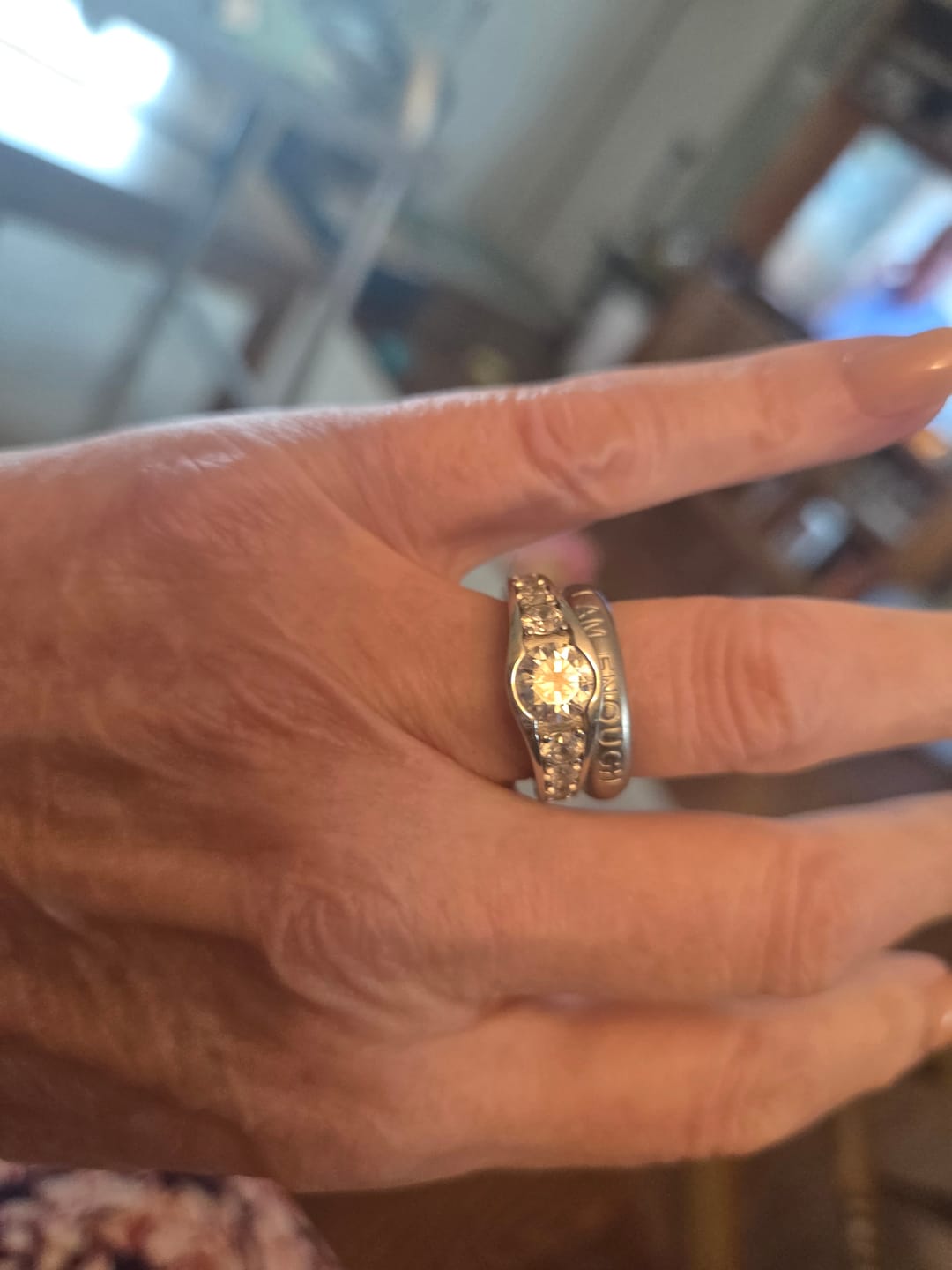 Customer photo review of Bezel Round Moissanite Channel Euro Shank Engagement Ring
