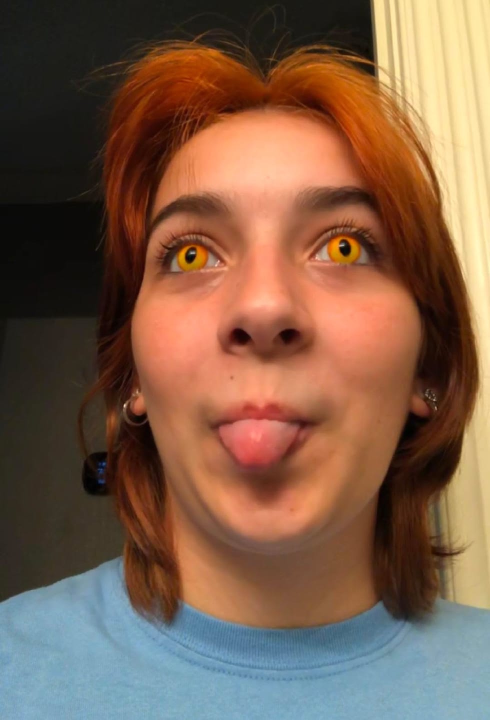 Customer photo review of Halloween DragonMaid Yellow Colored Contact Lenses