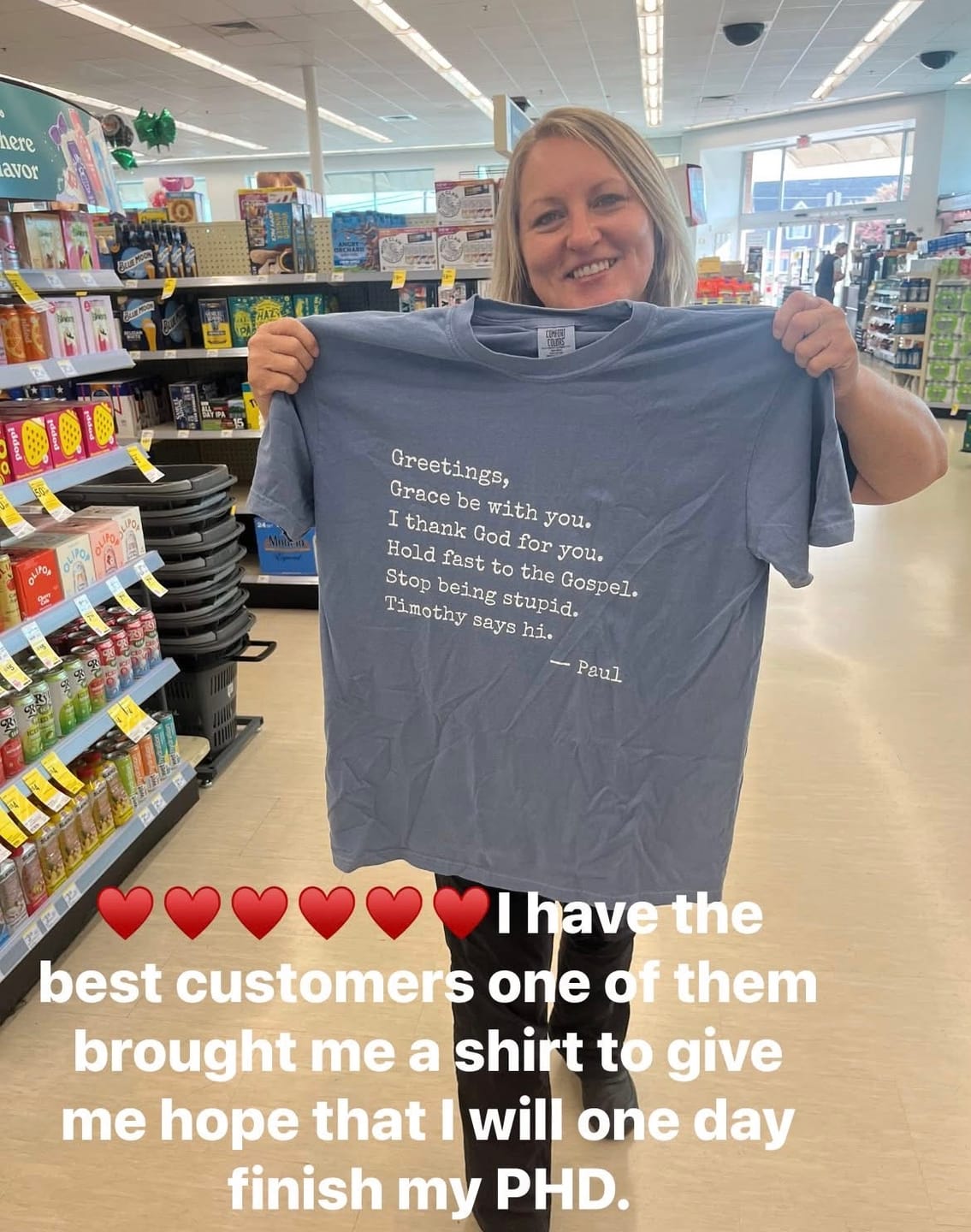 Customer photo review of Paul's Letter Template T-Shirt