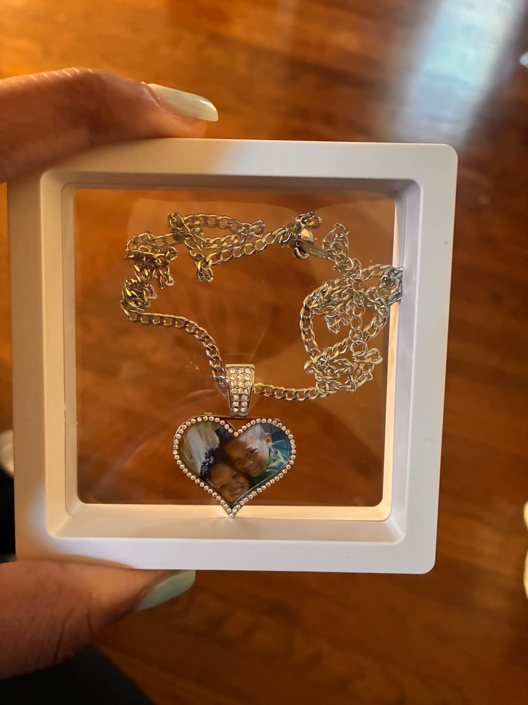 Customer photo review of Iced Photo Pendant w/ Rope Chain