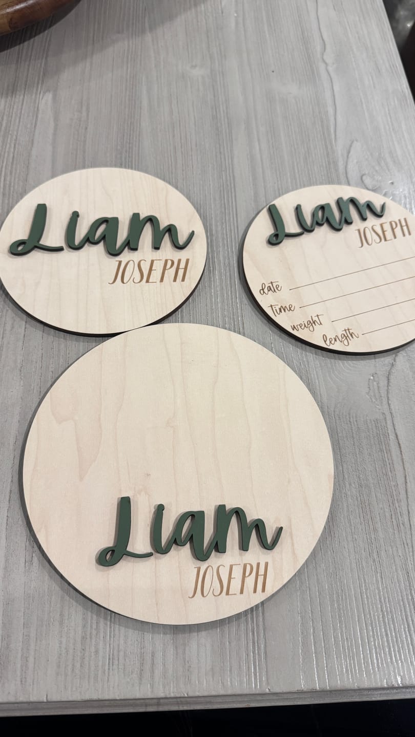 Customer photo review of Baby Name Announcement Sign with Stats