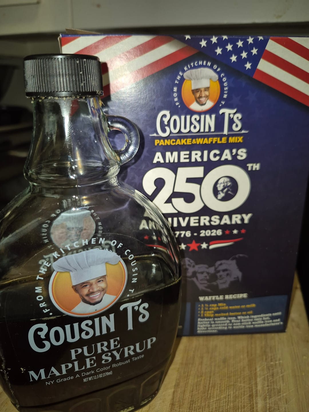 Customer photo review of Cousin T's 250th Anniversary Pancake & Syrup Bundle