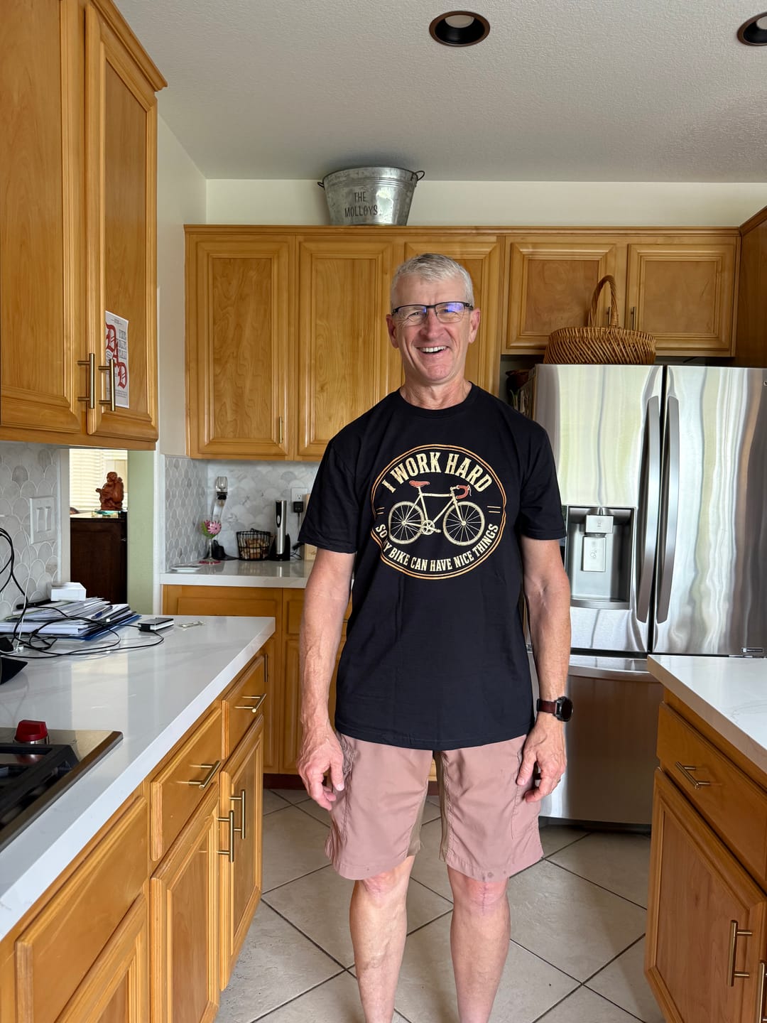 Customer photo review of I Work Hard T-Shirt