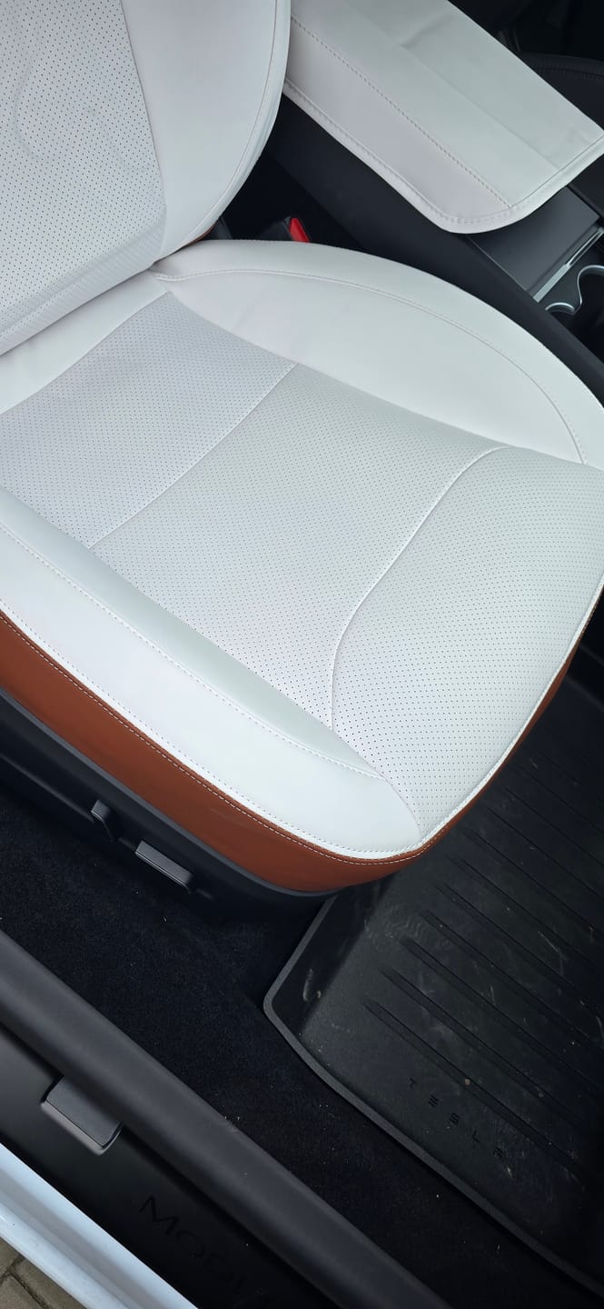 Customer photo review of Two-tone Leather Full Seat Covers for Tesla Model 3/Y/S/X