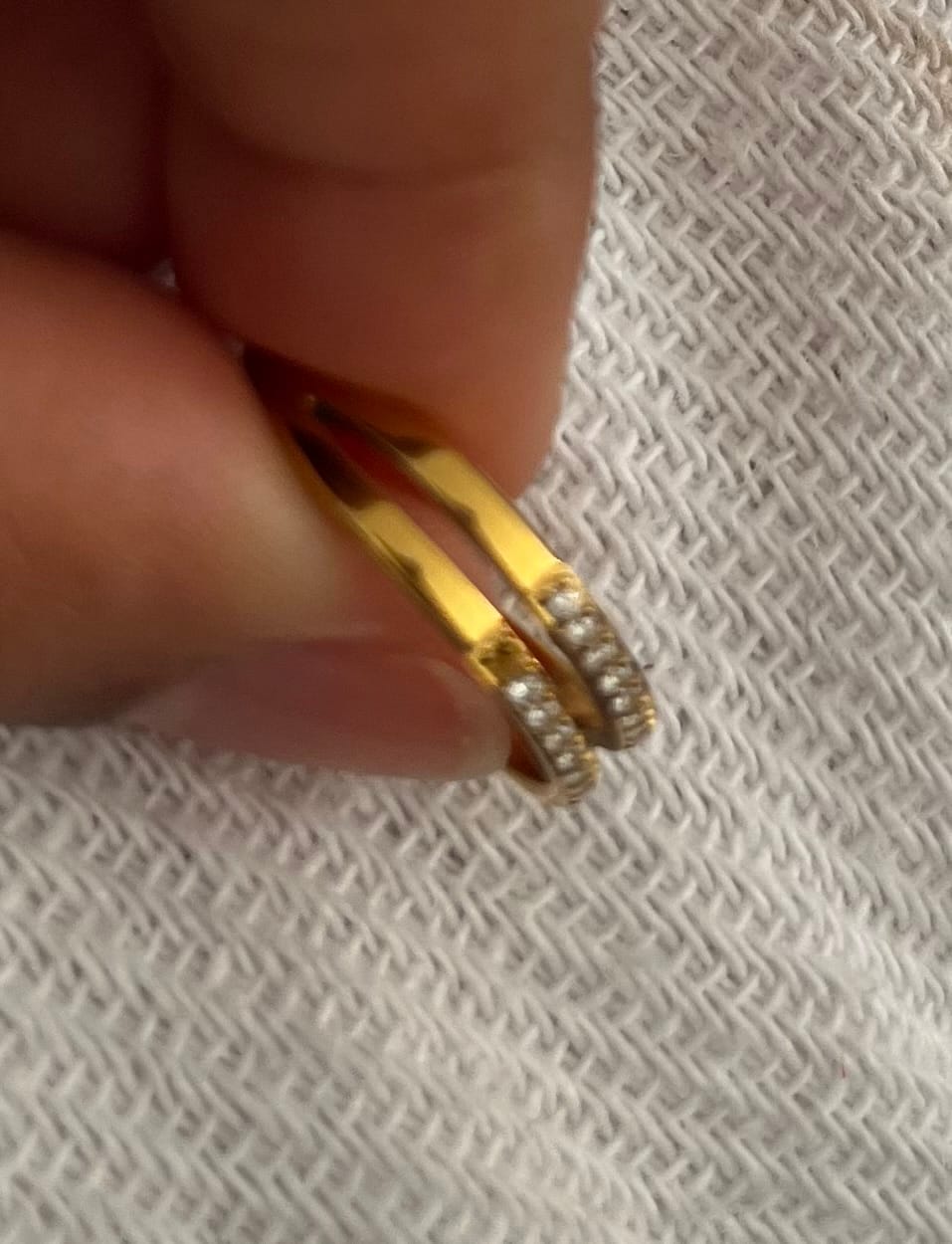 Customer photo review of Anel Duplo Camada Banhado em Ouro 18k