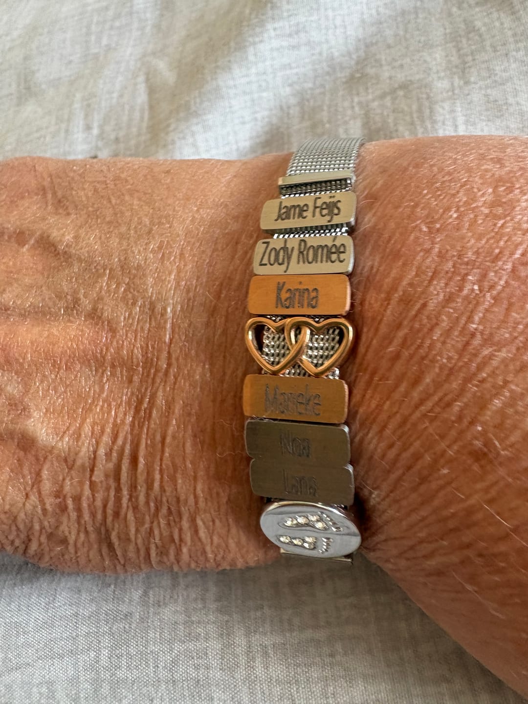 Customer photo review of Mesh charm name silver