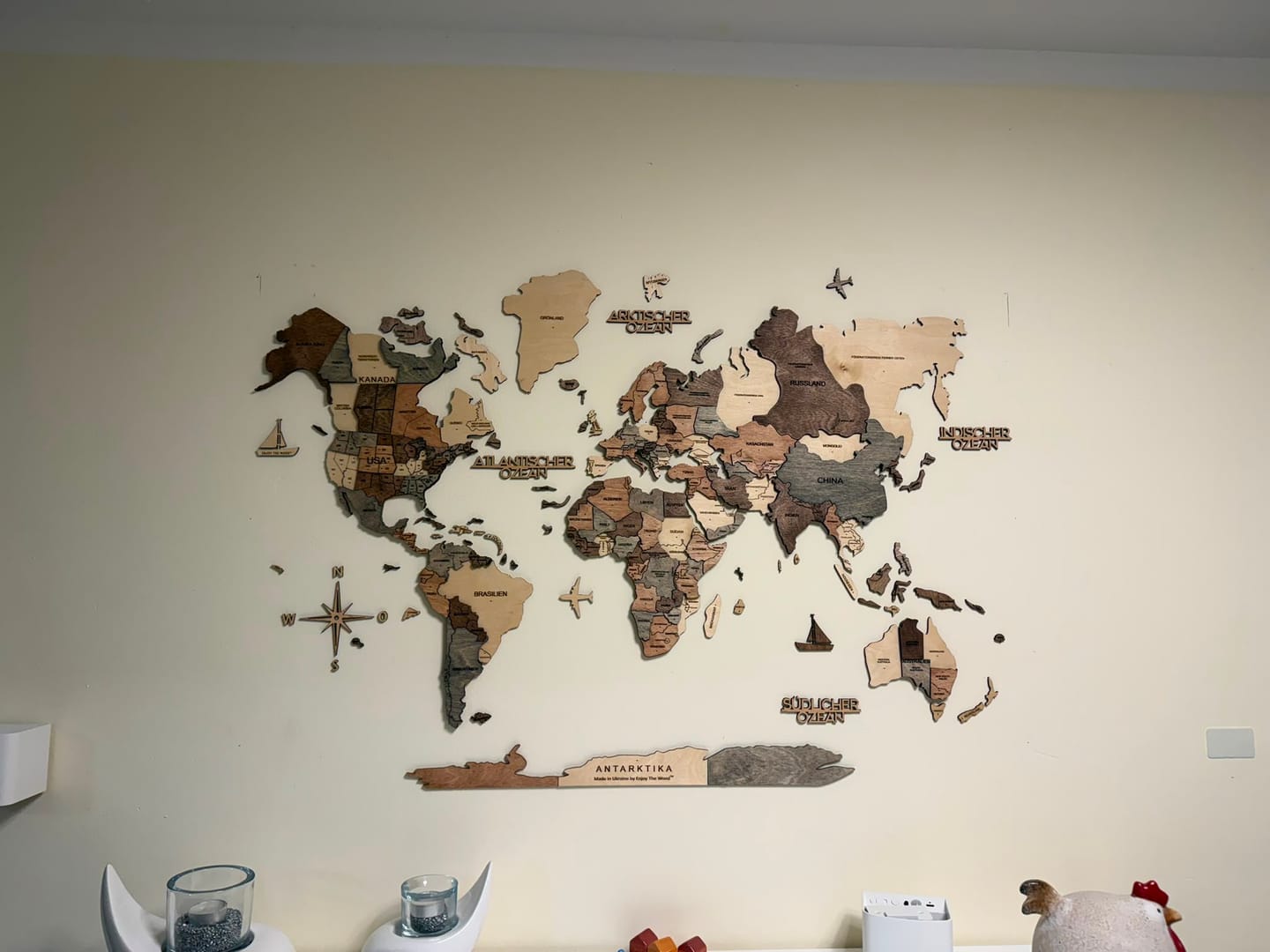 Customer photo review of 3D Holz Weltkarte Smokey