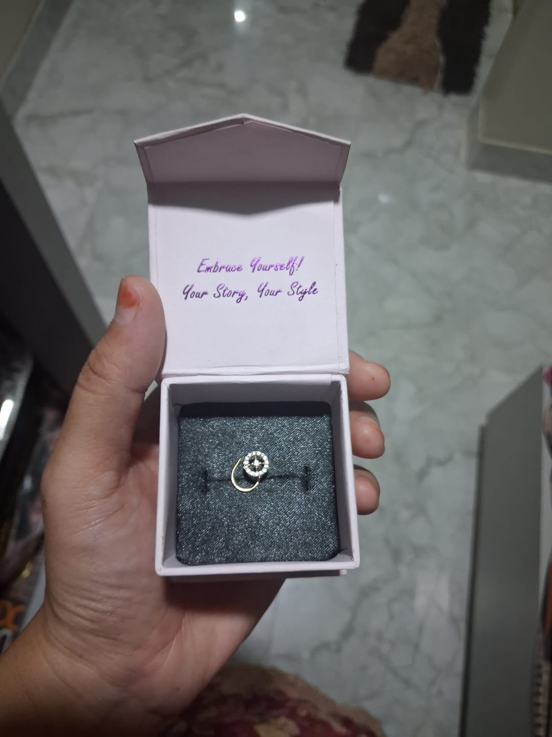 Customer photo review of Classic Halo Wired Nose Pin
