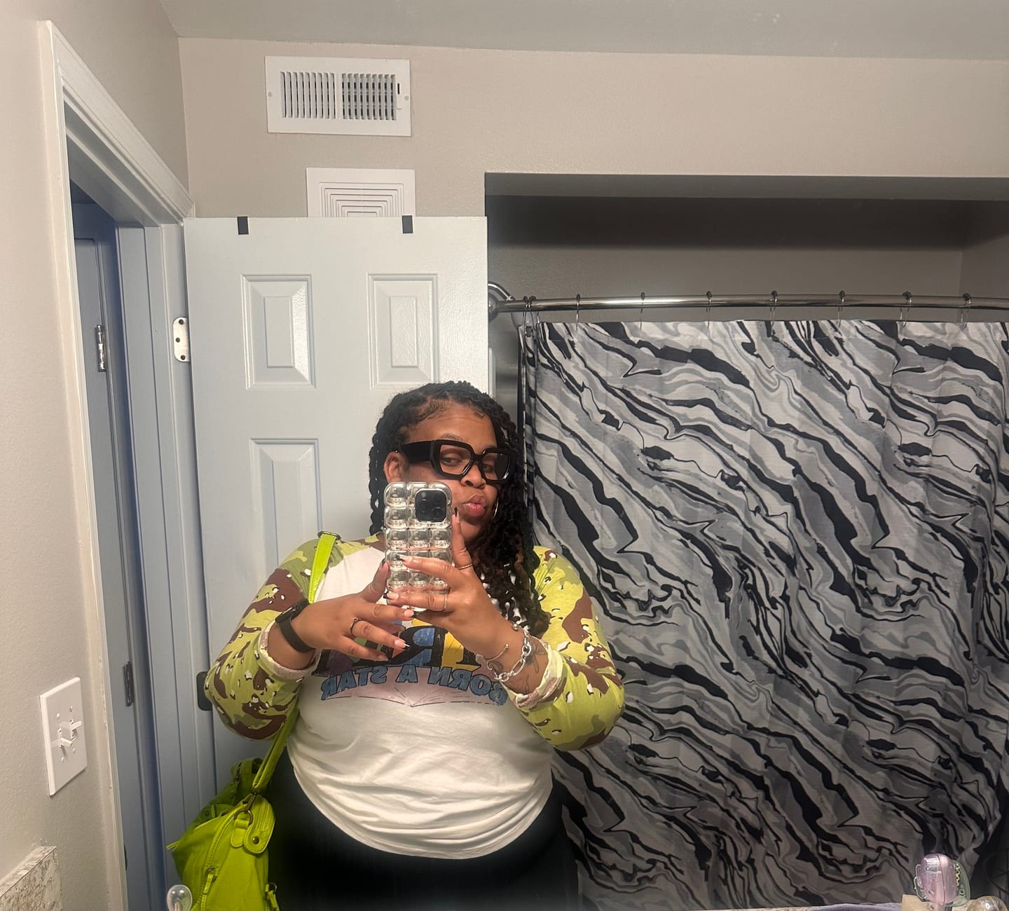 Customer photo review of BORN A STAR CAMO RAGLAN