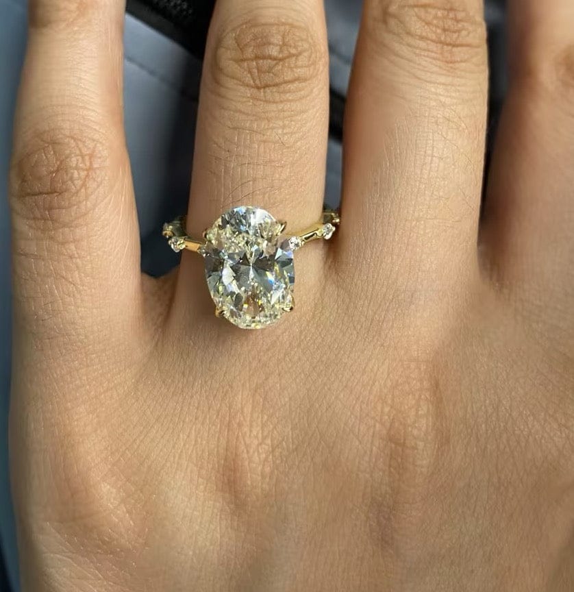 Customer photo review of S925 Yellow Gold 5.5Ct Oval Cut Engagement Ring In Sterling Silver
