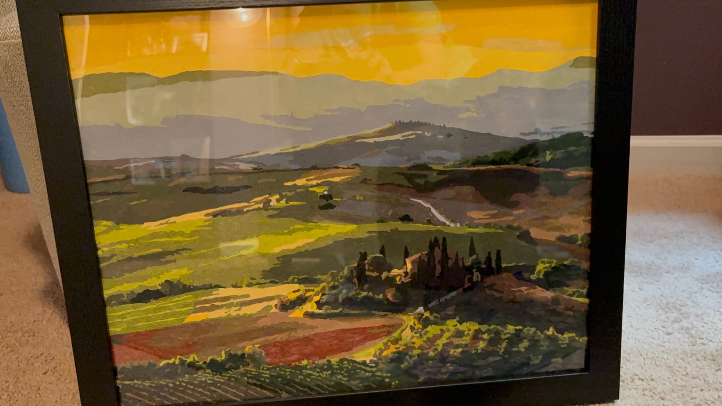 Customer photo review of Tuscany Landscape at Sunrise | Paint by Numbers
