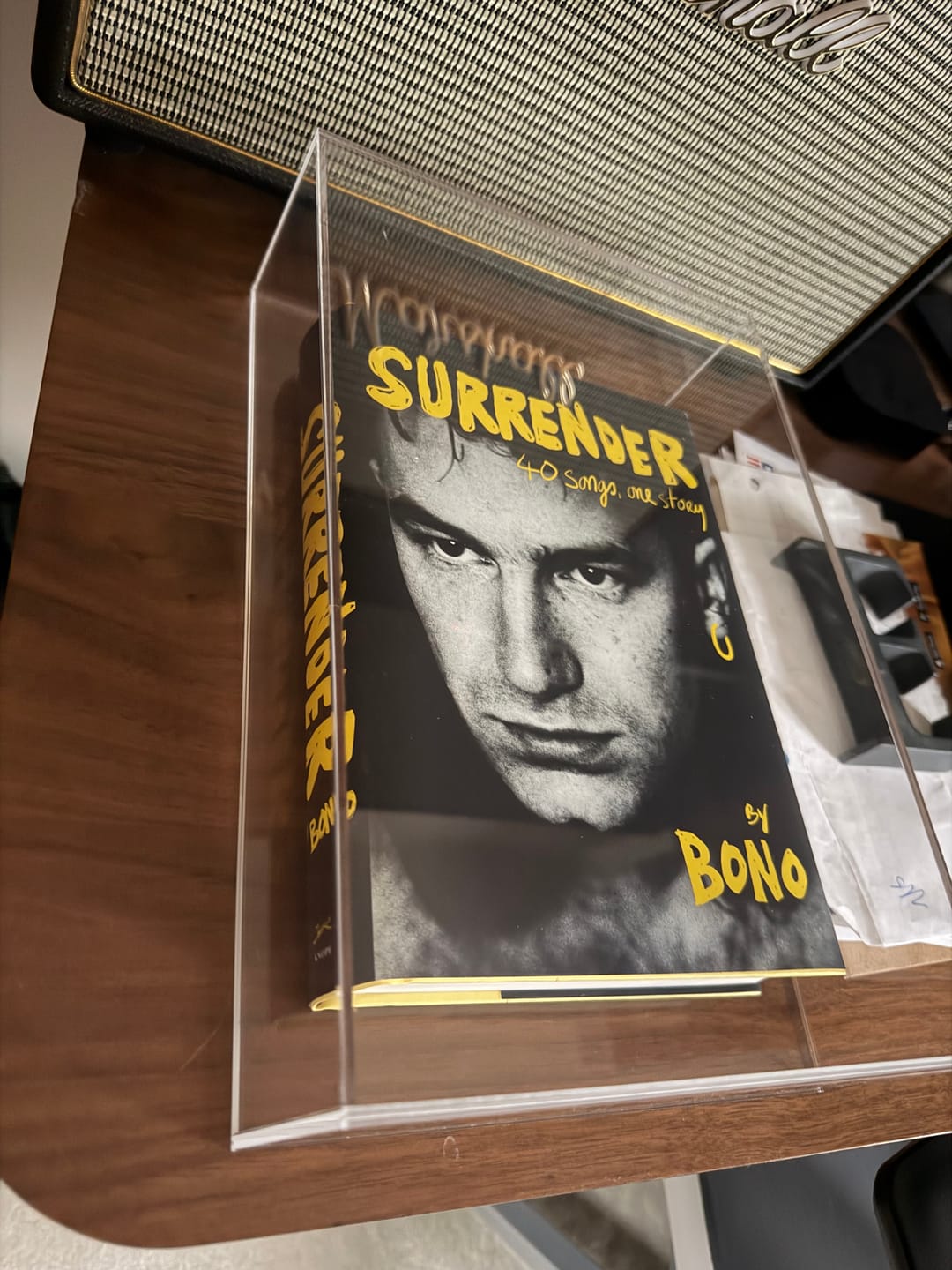 Customer photo review of Acrylic Slide Back Book Display Cases